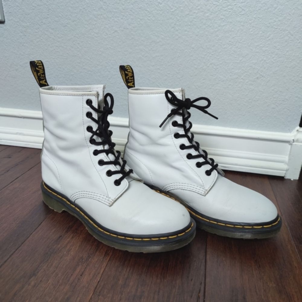 Dr. Martens White Boots with Black Laces